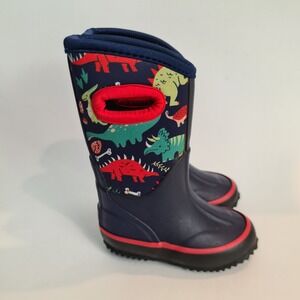 Lone Cone Dinosaur Print Kids Mud Boots Waterproof Toddler Size 4T Navy Blue
